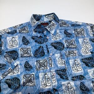 FUBU Mens Short Sleeve Button Up Shirt Blue Size Large‎